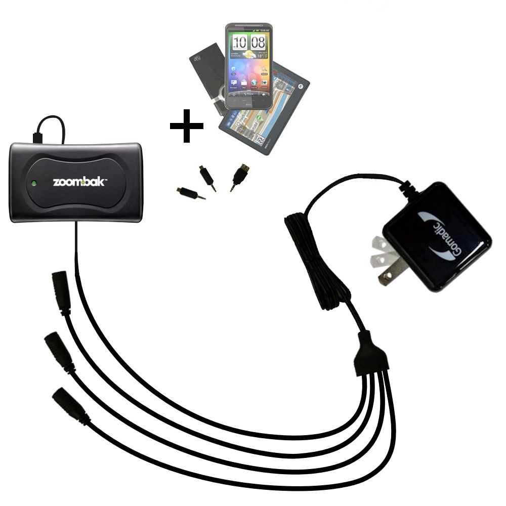 Quad output Wall Charger includes tip for the Zoombak Advanced GPS Universal Locator