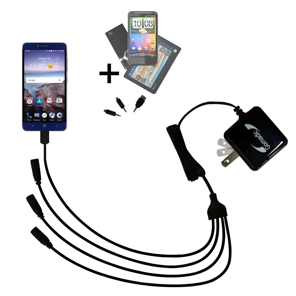 Quad output Wall Charger includes tip for the ZTE Grand X Max 2