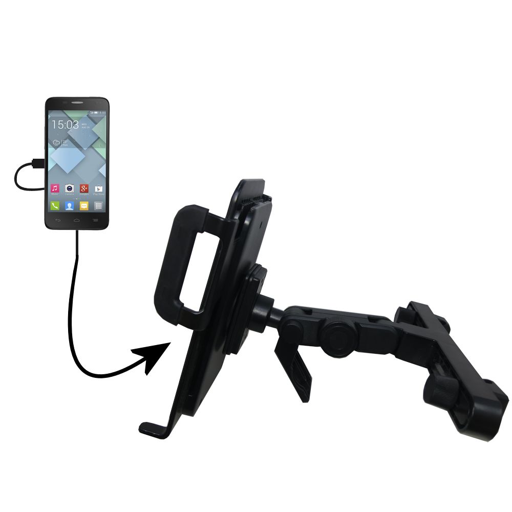 Headrest Holder compatible with the Alcatel OneTouch Pop 7 / Pop 8