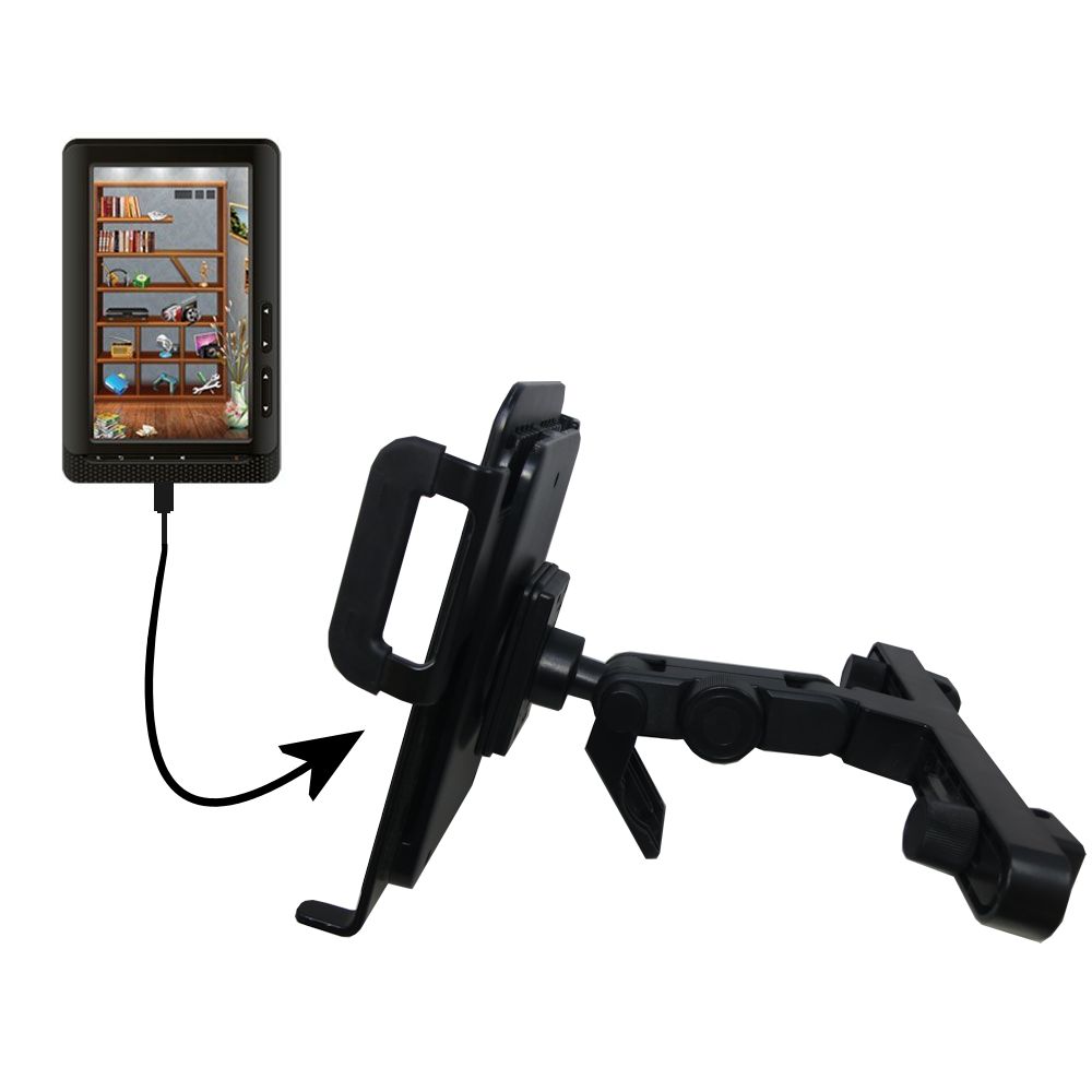 Gomadic Brand Unique Vehicle Headrest Display Mount for the Laser eBook Media 7 EB850