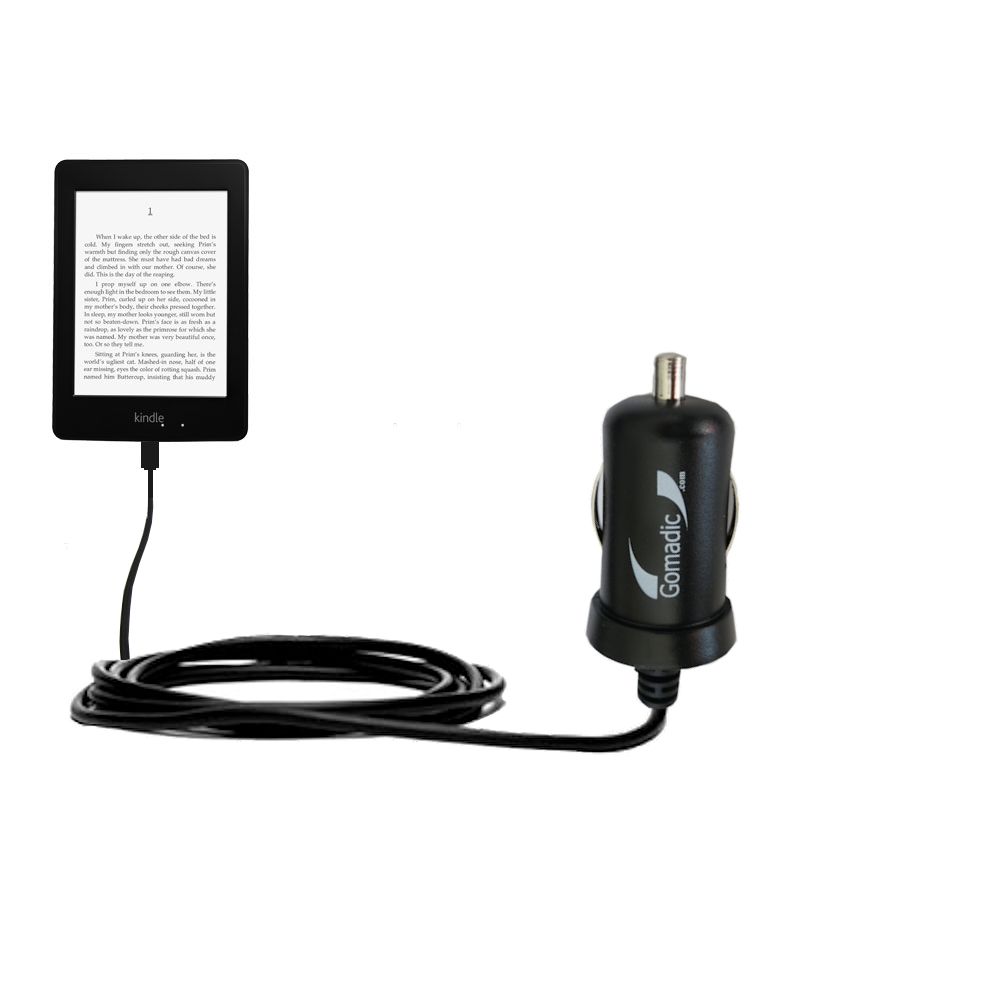 Gomadic Intelligent Compact Car / Auto DC Charger suitable for the Amazon Kindle Paperwhite - 2A / 10W power at half the size. Uses Gomadic TipExchange Technology