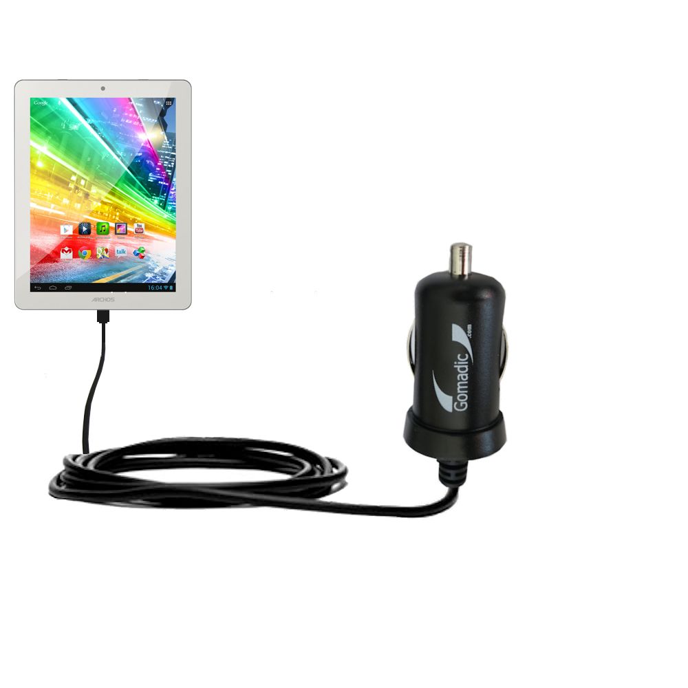 Gomadic Intelligent Compact Car / Auto DC Charger suitable for the Archos 97b Platinum - 2A / 10W power at half the size. Uses Gomadic TipExchange Technology