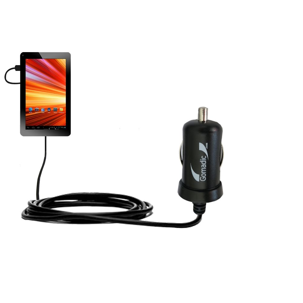 Gomadic Intelligent Compact Car / Auto DC Charger suitable for the Azpen A720 / A721 - 2A / 10W power at half the size. Uses Gomadic TipExchange Technology