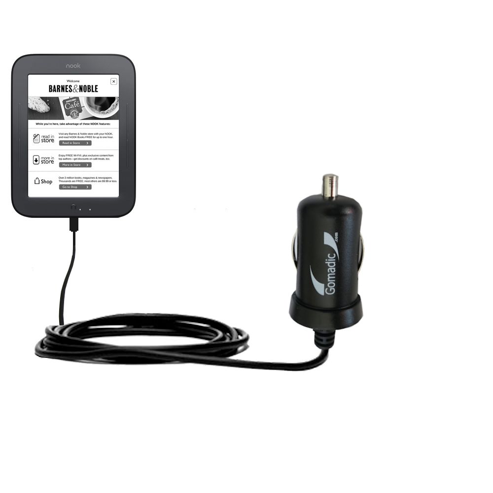Mini Car Charger compatible with the Barnes and Noble Nook Touch Reader