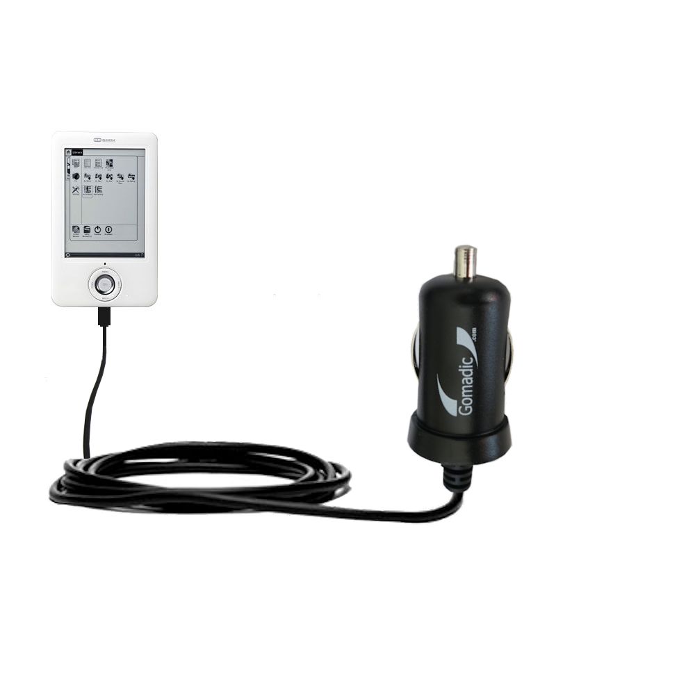 Gomadic Intelligent Compact Car / Auto DC Charger suitable for the BeBook Neo - 2A / 10W power at half the size. Uses Gomadic TipExchange Technology