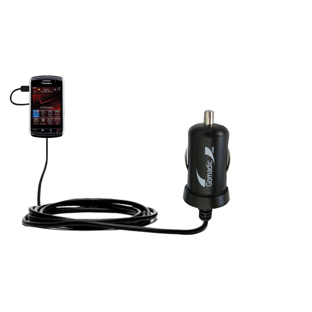 Gomadic Intelligent Compact Car / Auto DC Charger suitable for the Blackberry 9530 - 2A / 10W power at half the size. Uses Gomadic TipExchange Technology
