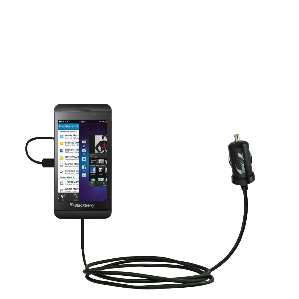 Mini Car Charger compatible with the Blackberry Z10