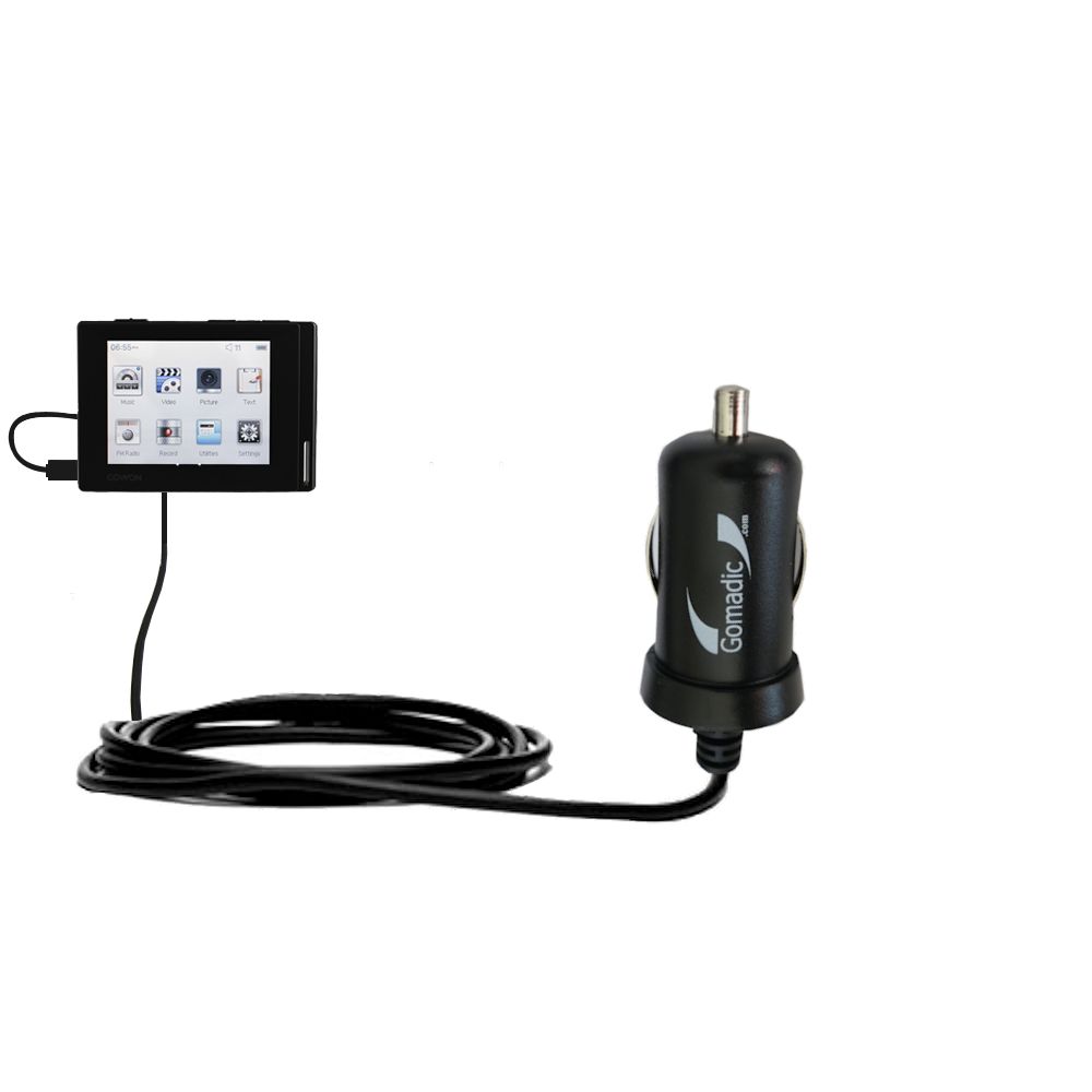 Gomadic Intelligent Compact Car / Auto DC Charger suitable for the Cowon iAudio D2 Plus - 2A / 10W power at half the size. Uses Gomadic TipExchange Technology