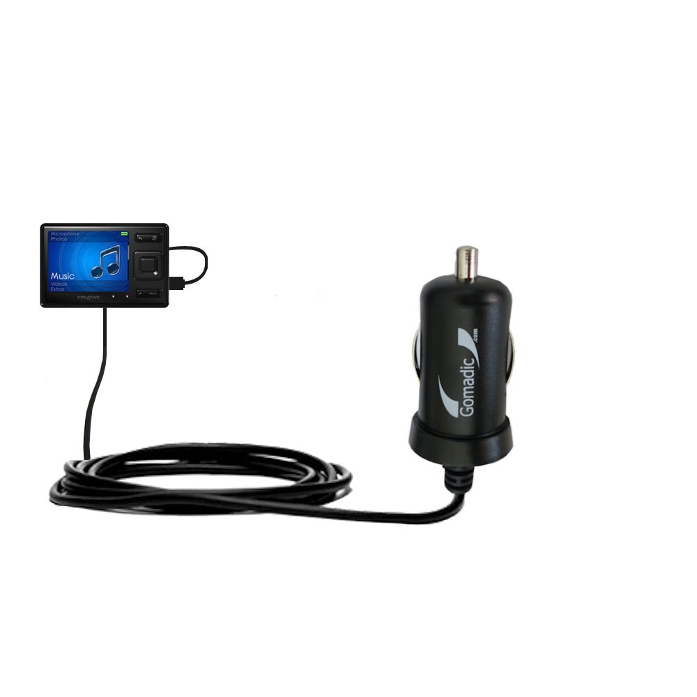 Gomadic Intelligent Compact Car / Auto DC Charger suitable for the Creative Zen MX - 2A / 10W power at half the size. Uses Gomadic TipExchange Technology