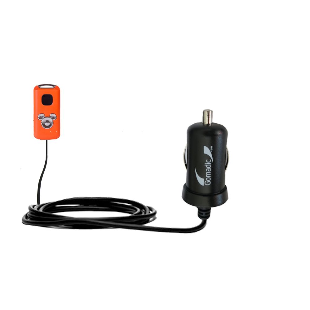 Gomadic Intelligent Compact Car / Auto DC Charger suitable for the Disney High School Musical Mix Stick MP3 Player DS17019 - 2A / 10W power at half the size. Uses Gomadic TipExchange Technology