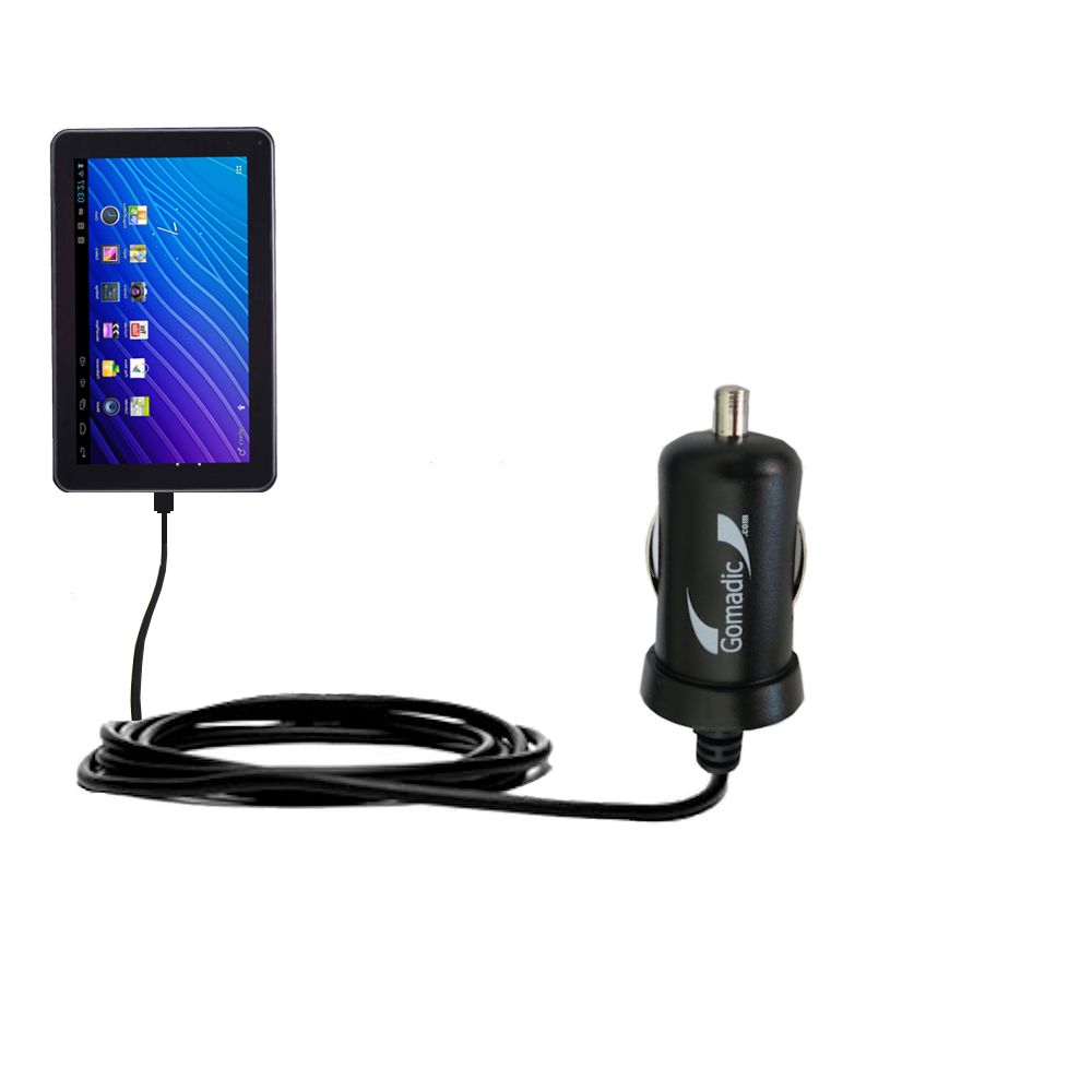 Gomadic Intelligent Compact Car / Auto DC Charger suitable for the Double Power DOPO GS-918 9 inch tablet - 2A / 10W power at half the size. Uses Gomadic TipExchange Technology