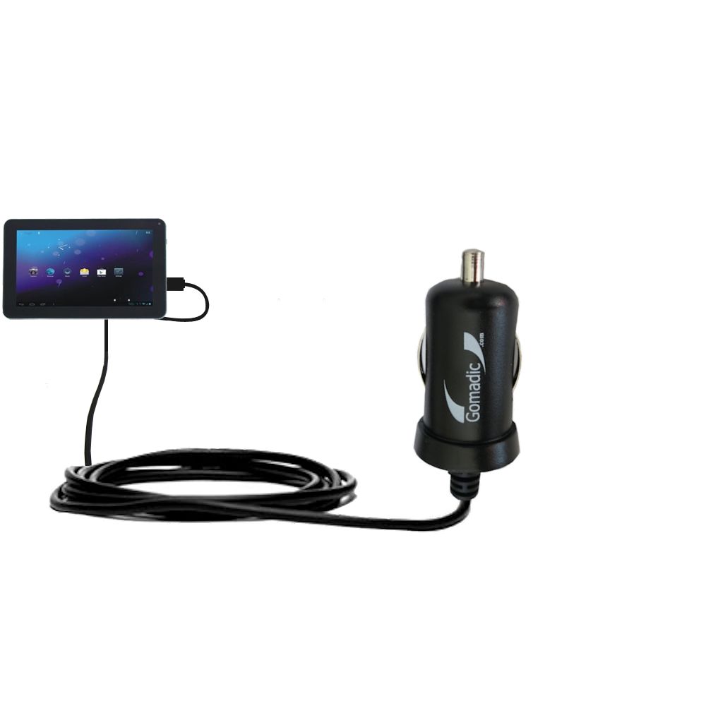 Gomadic Intelligent Compact Car / Auto DC Charger suitable for the Double Power DOPO M975 - 2A / 10W power at half the size. Uses Gomadic TipExchange Technology