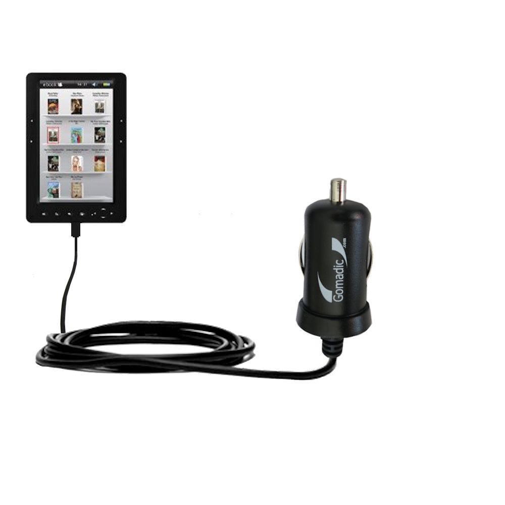 Gomadic Intelligent Compact Car / Auto DC Charger suitable for the Elonex 705EB Colour eBook Reader  - 2A / 10W power at half the size. Uses Gomadic TipExchange Technology