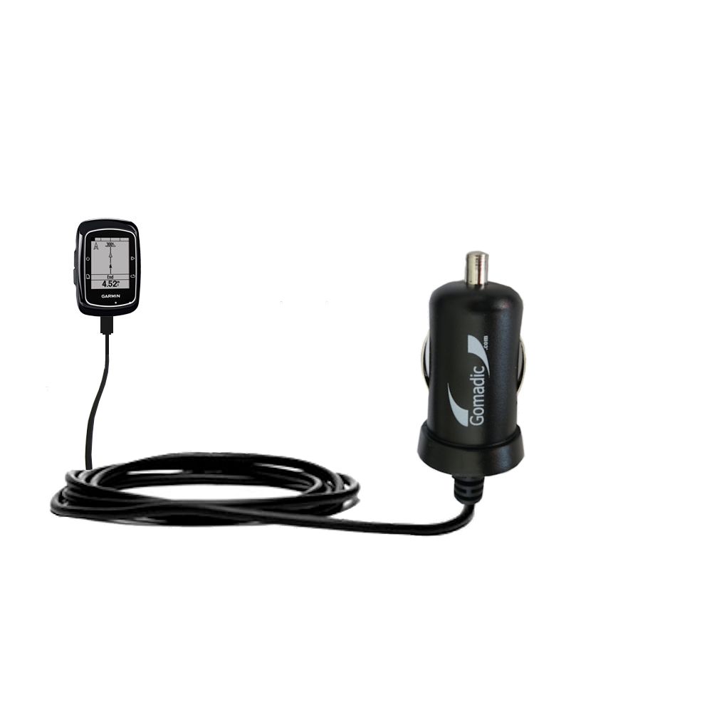Gomadic Intelligent Compact Car / Auto DC Charger suitable for the Garmin EDGE 200 - 2A / 10W power at half the size. Uses Gomadic TipExchange Technology