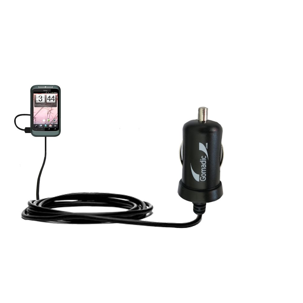 Gomadic Intelligent Compact Car / Auto DC Charger suitable for the HTC Bliss - 2A / 10W power at half the size. Uses Gomadic TipExchange Technology