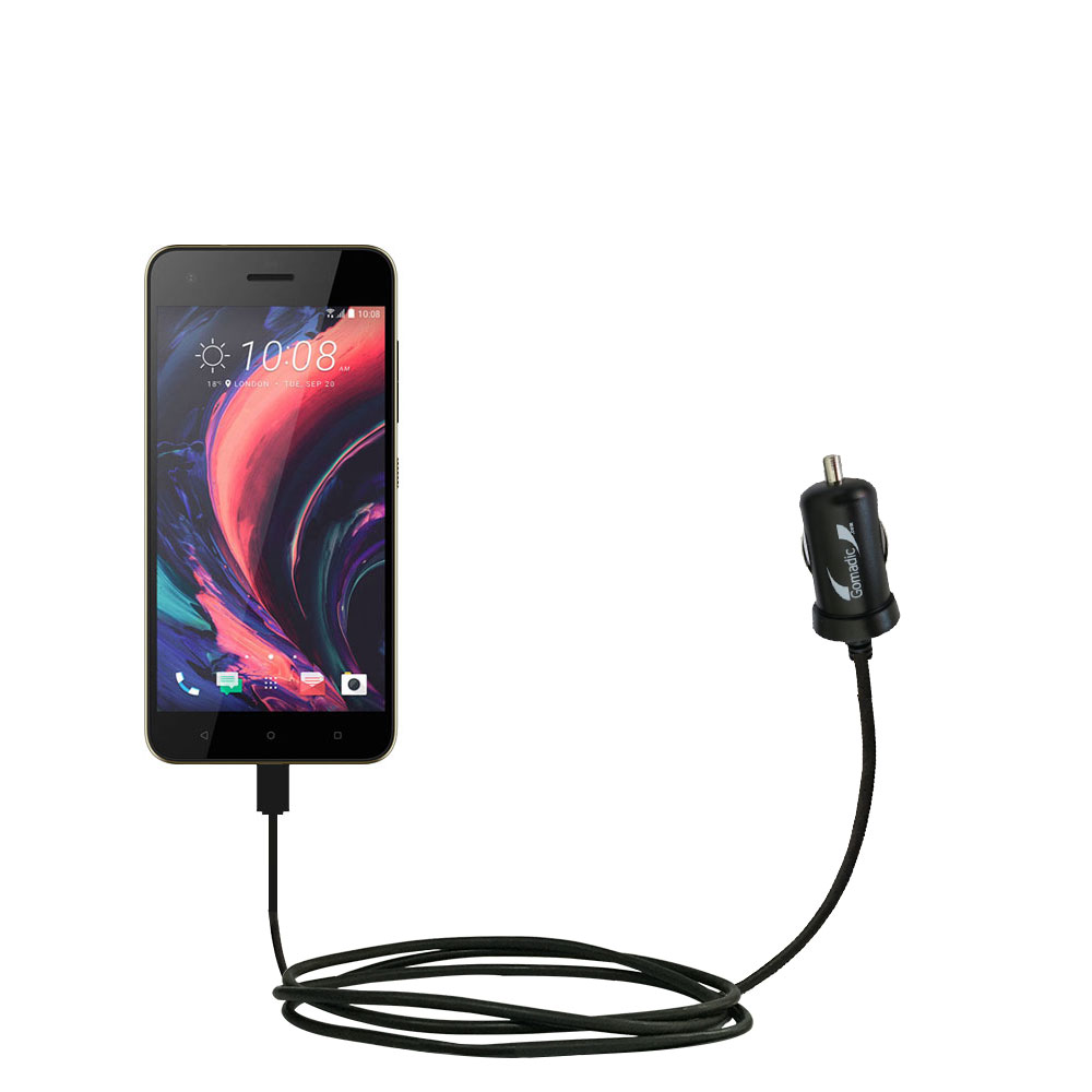 Mini Car Charger compatible with the HTC Desire 10 Pro / Lifestyle
