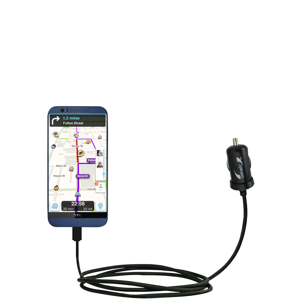 Mini Car Charger compatible with the HTC Desire 510