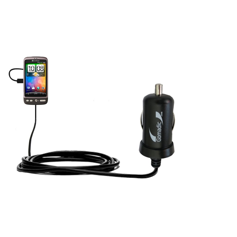 Mini Car Charger compatible with the HTC Desire S