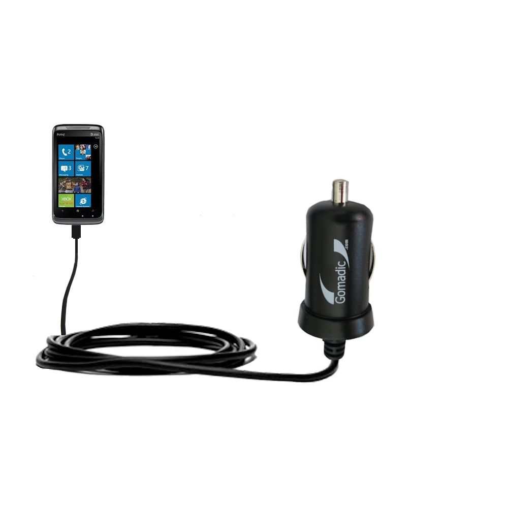 Gomadic Intelligent Compact Car / Auto DC Charger suitable for the HTC Surround - 2A / 10W power at half the size. Uses Gomadic TipExchange Technology