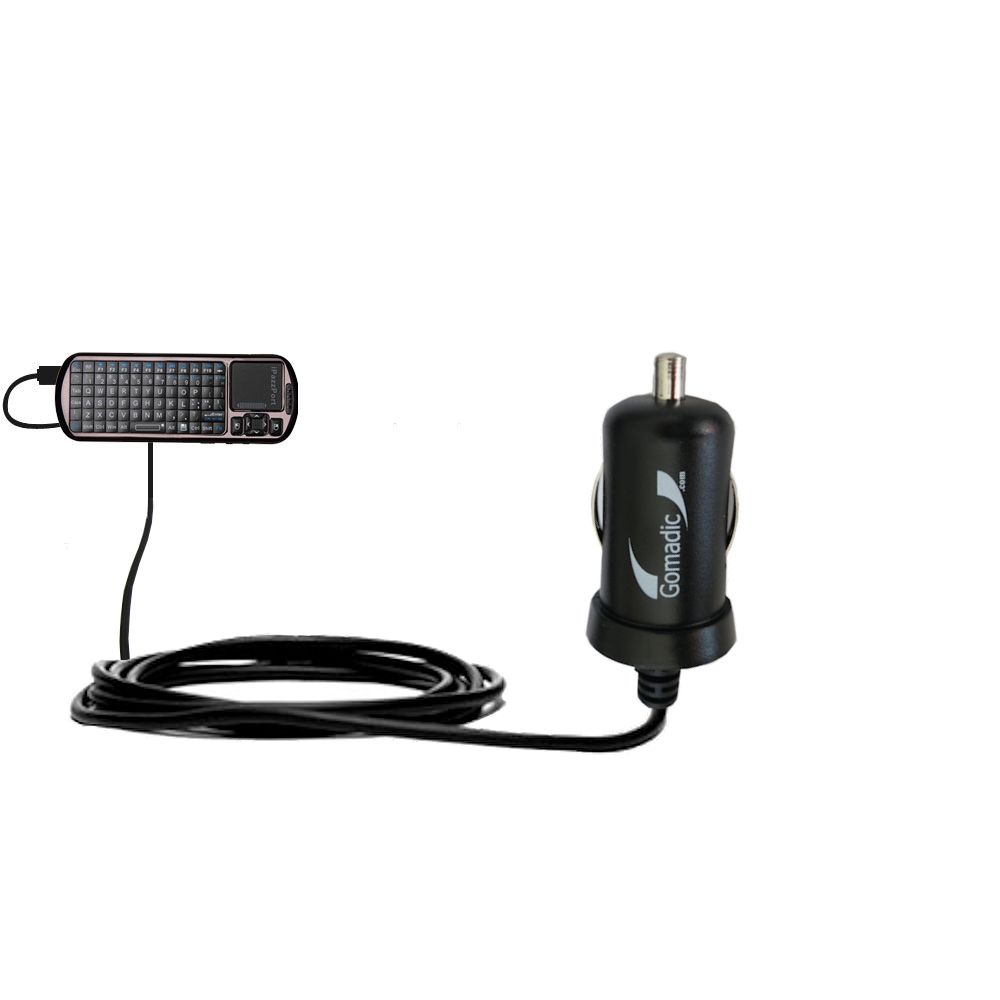 Gomadic Intelligent Compact Car / Auto DC Charger suitable for the iPazzPort KP-810-18R / 18A / 18V keyboard - 2A / 10W power at half the size. Uses Gomadic TipExchange Technology