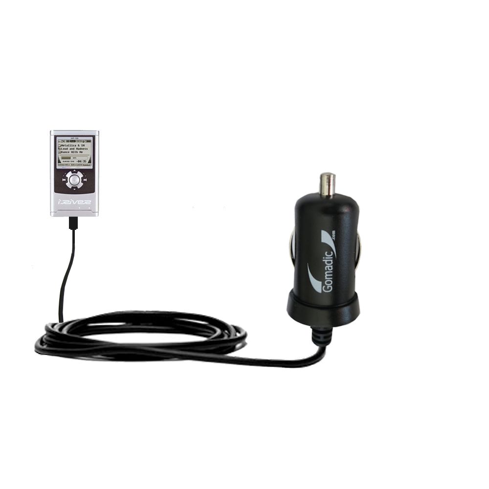 Gomadic Intelligent Compact Car / Auto DC Charger suitable for the iRiver iHP-120 - 2A / 10W power at half the size. Uses Gomadic TipExchange Technology