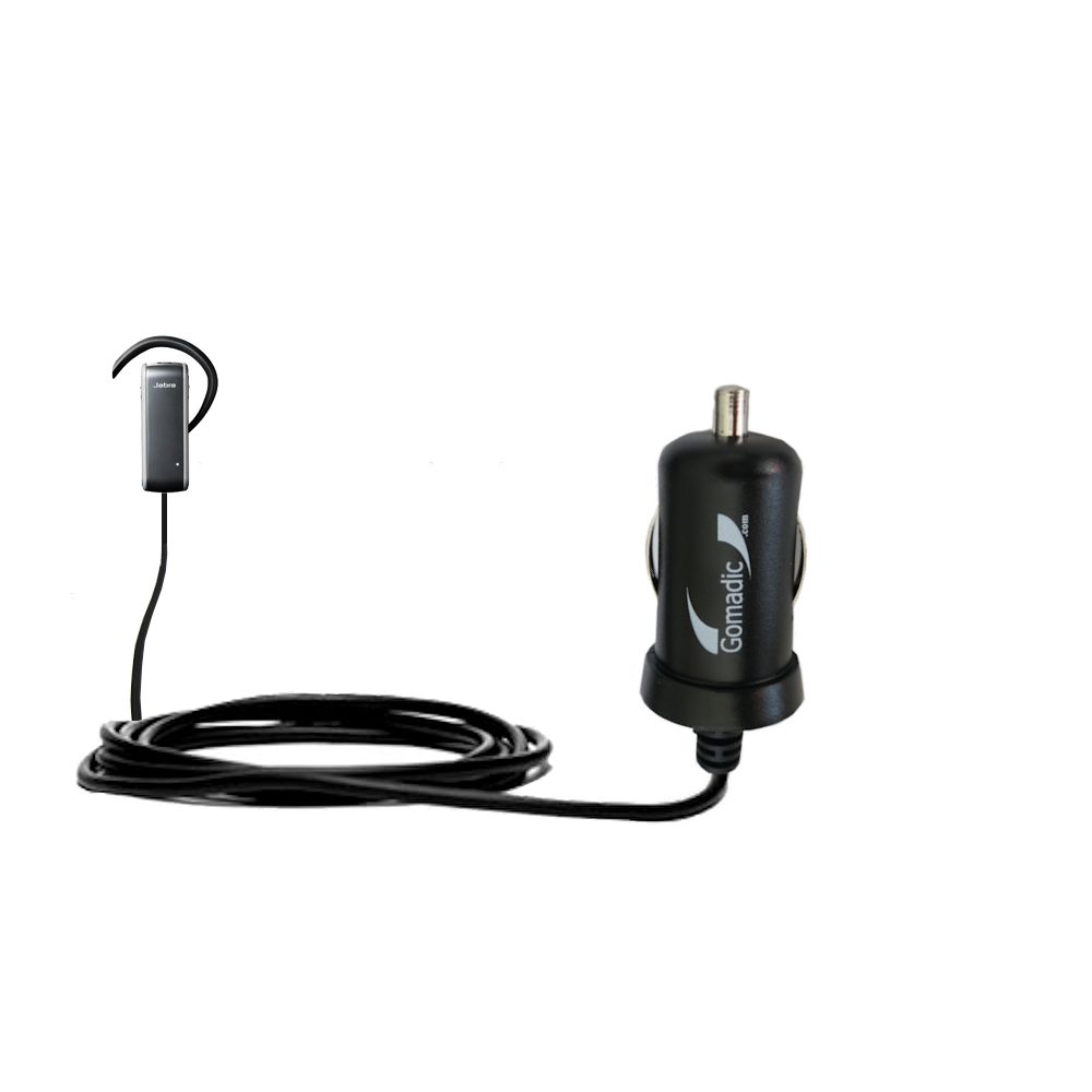 Gomadic Intelligent Compact Car / Auto DC Charger suitable for the Jabra BT5010 - 2A / 10W power at half the size. Uses Gomadic TipExchange Technology