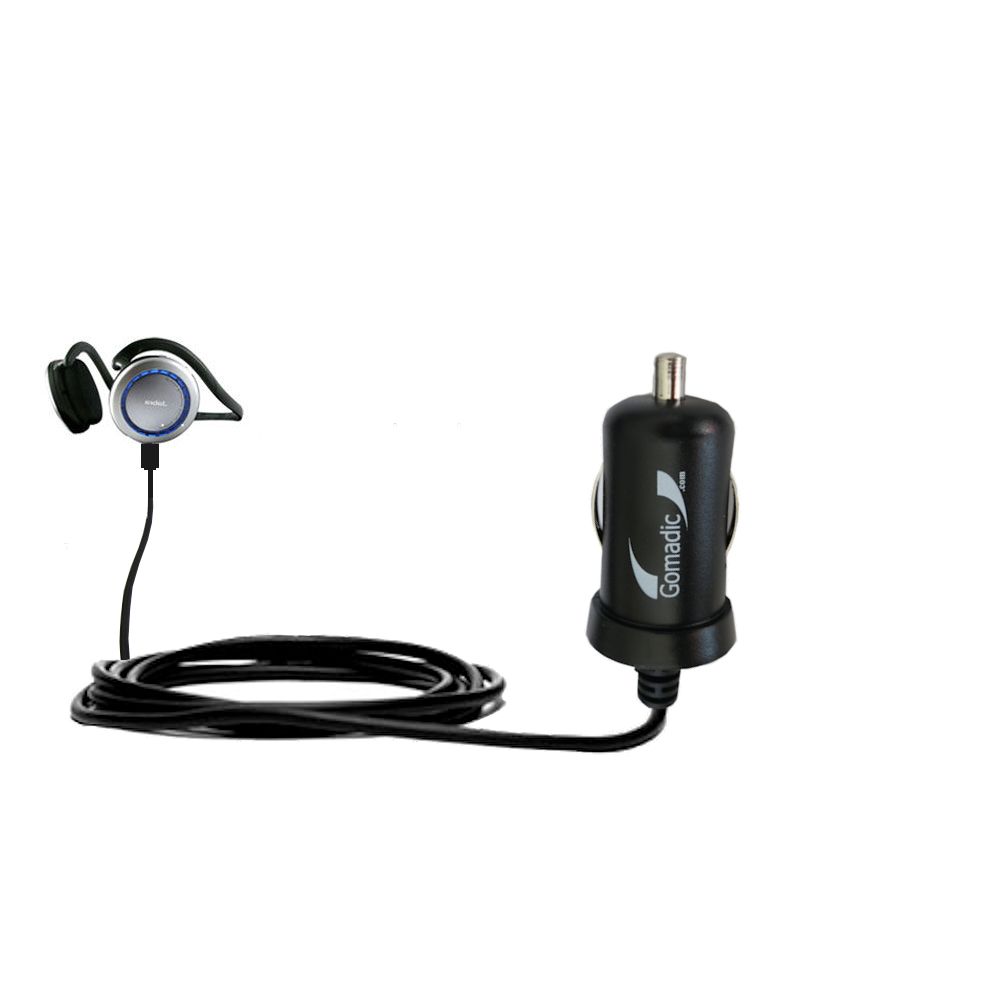 Gomadic Intelligent Compact Car / Auto DC Charger suitable for the Jabra BT620s - 2A / 10W power at half the size. Uses Gomadic TipExchange Technology