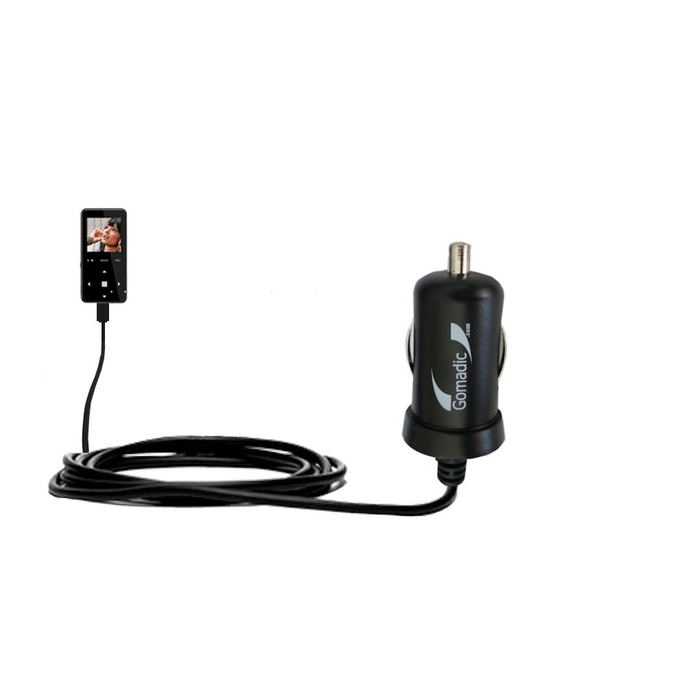 Gomadic Intelligent Compact Car / Auto DC Charger suitable for the Jens of Sweden MP500 - 2A / 10W power at half the size. Uses Gomadic TipExchange Technology