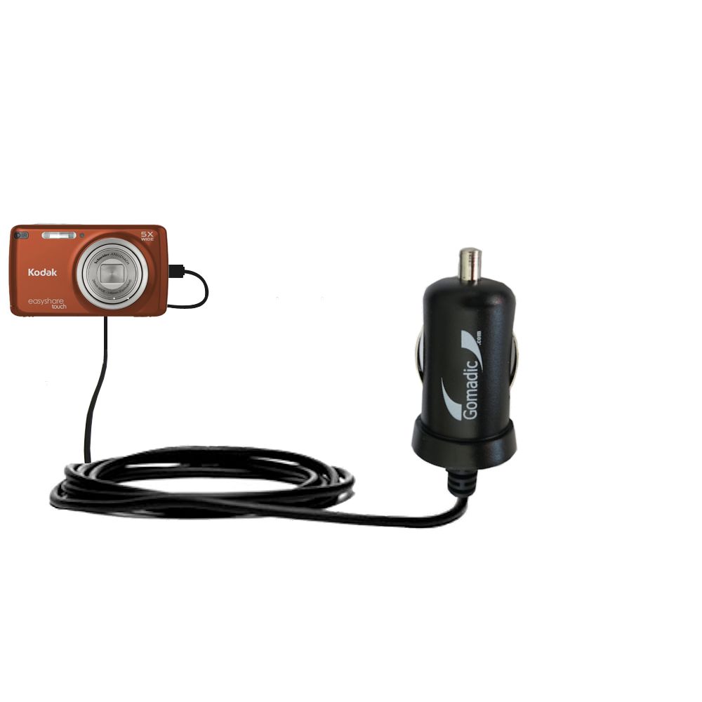 Gomadic Intelligent Compact Car / Auto DC Charger suitable for the Kodak EasyShare TOUCH - 2A / 10W power at half the size. Uses Gomadic TipExchange Technology