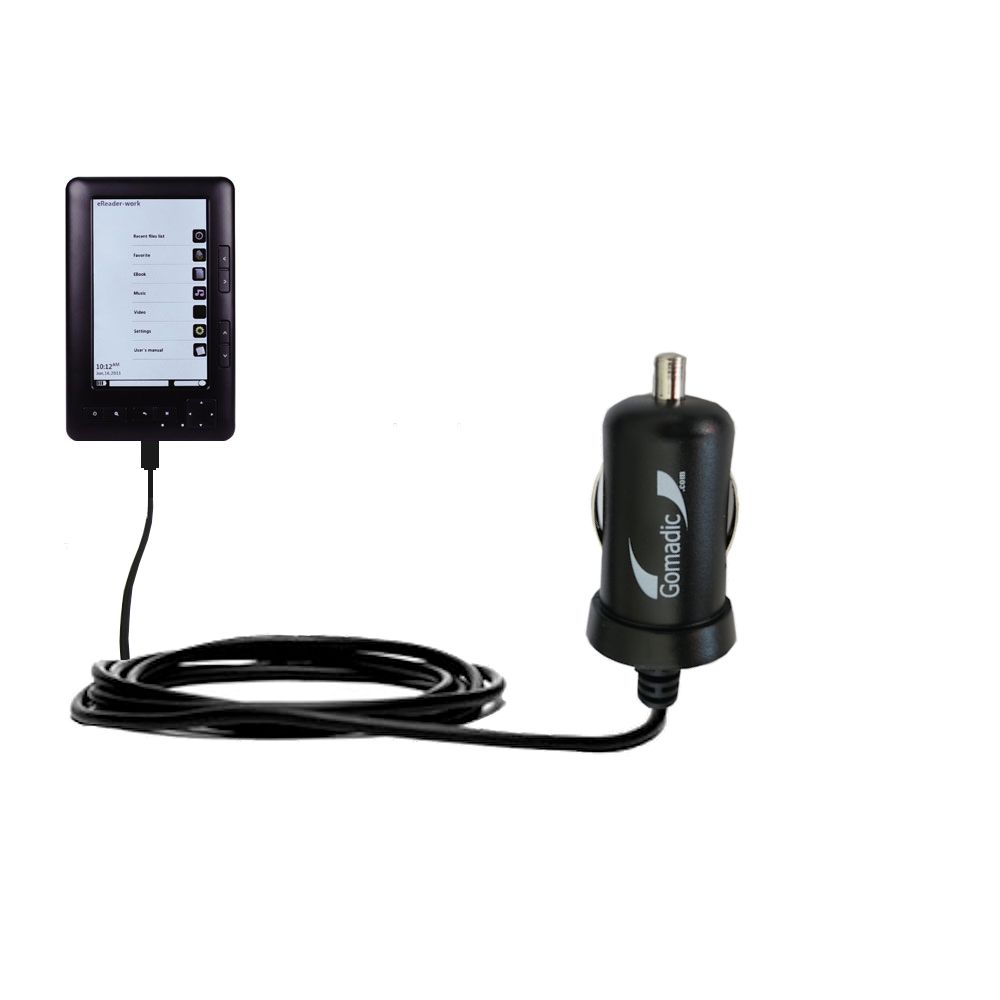 Mini Car Charger compatible with the Laser eBook 5 EB101