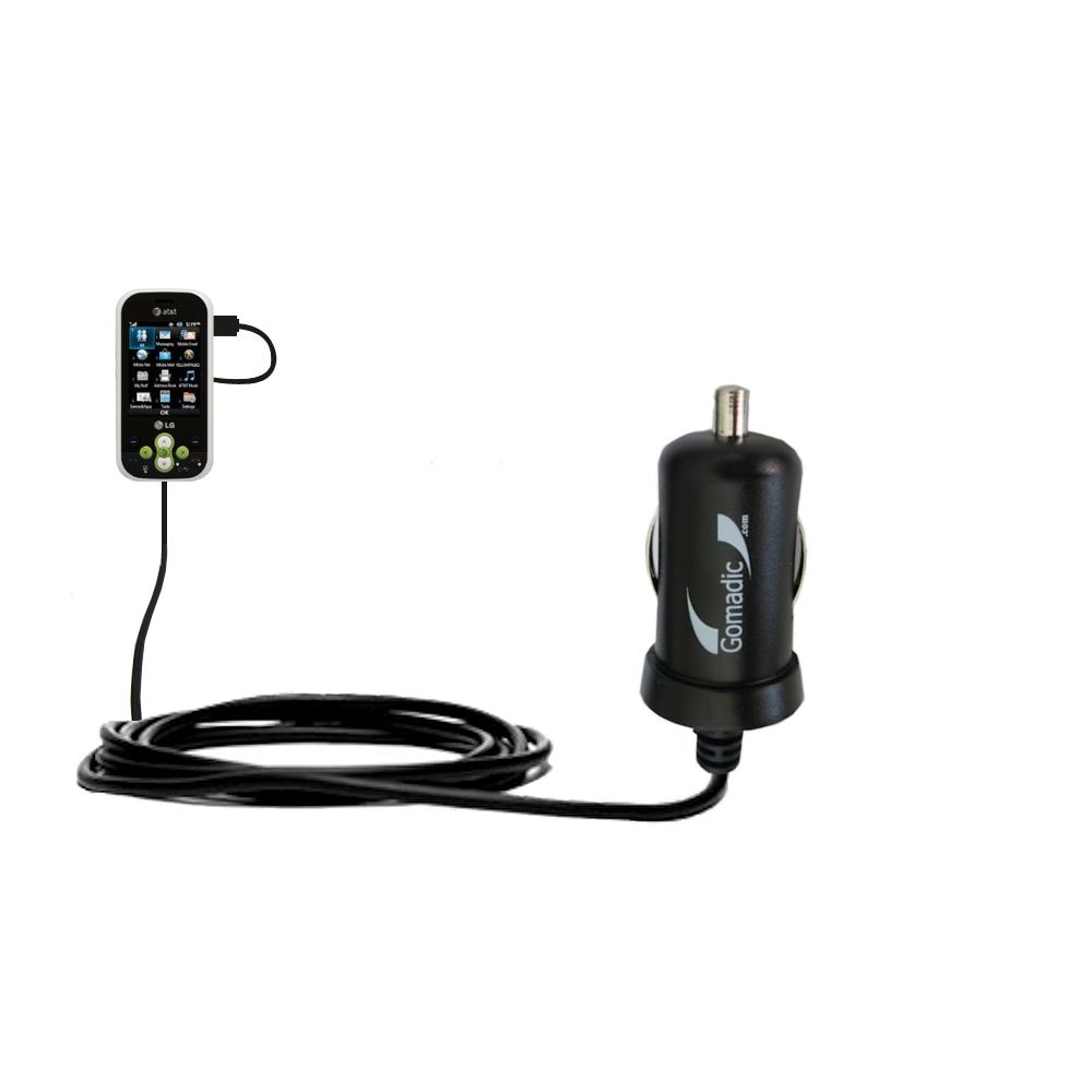 Gomadic Intelligent Compact Car / Auto DC Charger suitable for the LG GT365 - 2A / 10W power at half the size. Uses Gomadic TipExchange Technology