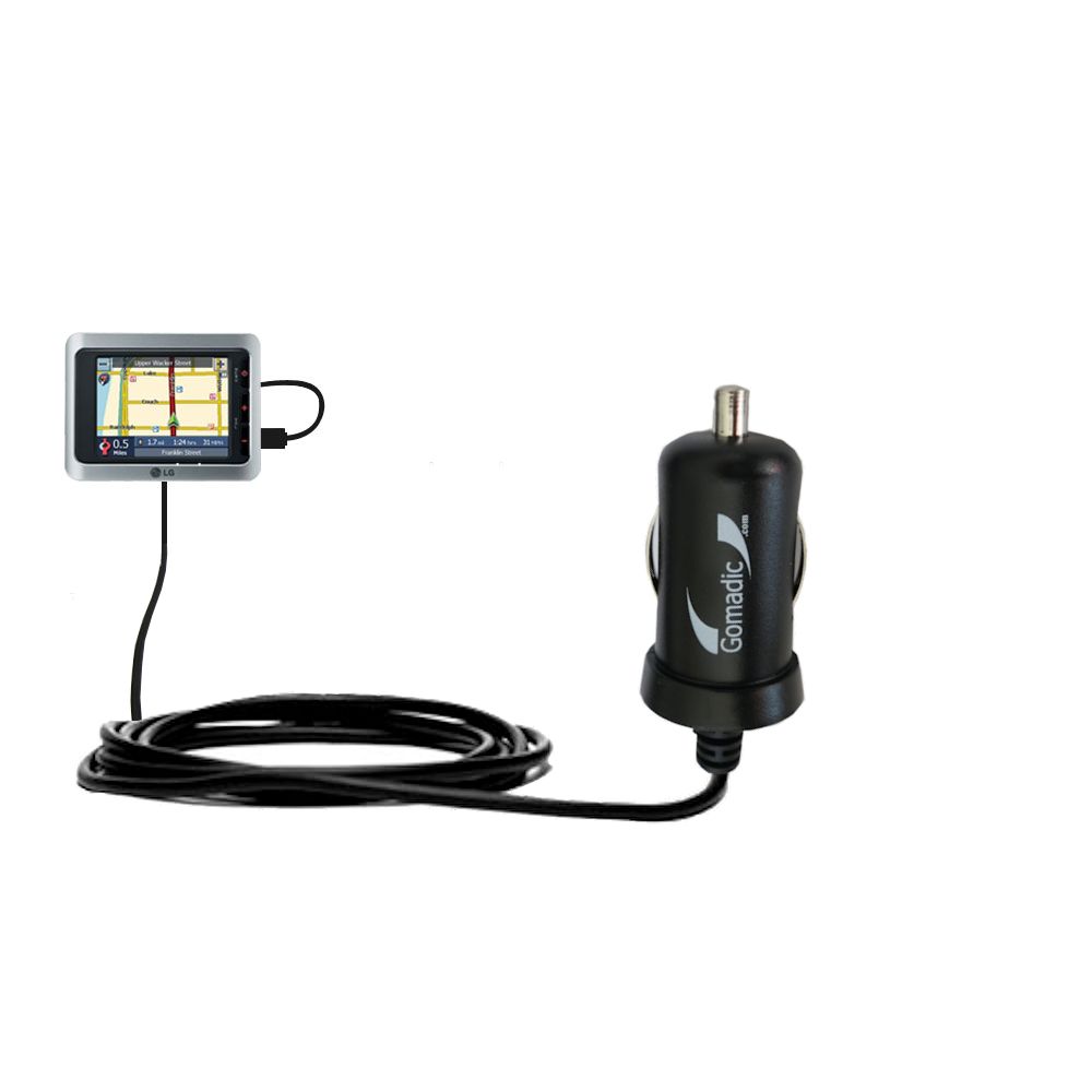 Gomadic Intelligent Compact Car / Auto DC Charger suitable for the LG LN730 - 2A / 10W power at half the size. Uses Gomadic TipExchange Technology