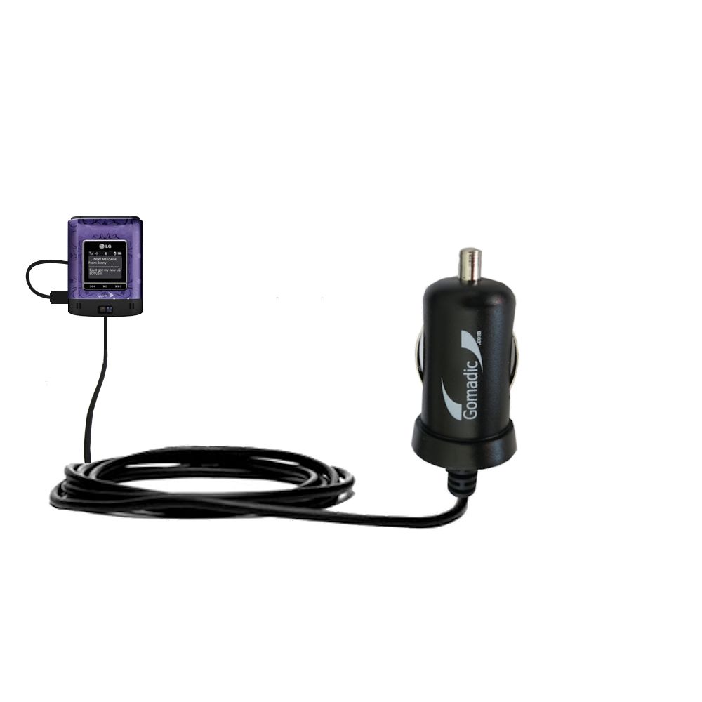 Gomadic Intelligent Compact Car / Auto DC Charger suitable for the LG LX600 - 2A / 10W power at half the size. Uses Gomadic TipExchange Technology