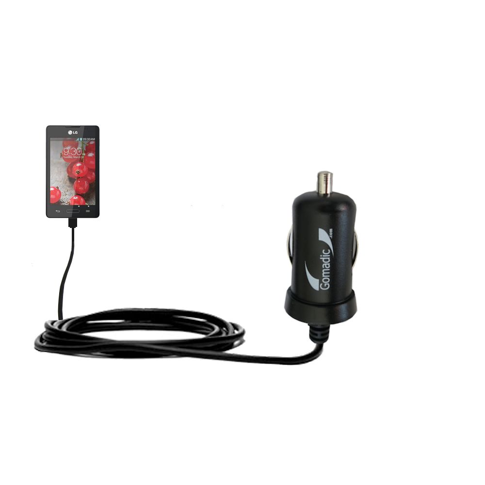 Mini Car Charger compatible with the LG Optimus L4 II