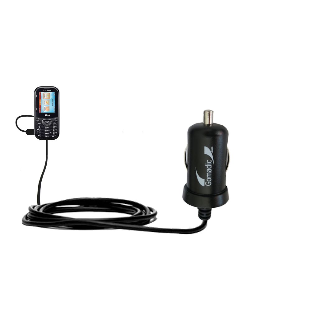 Gomadic Intelligent Compact Car / Auto DC Charger suitable for the LG UN251 - 2A / 10W power at half the size. Uses Gomadic TipExchange Technology