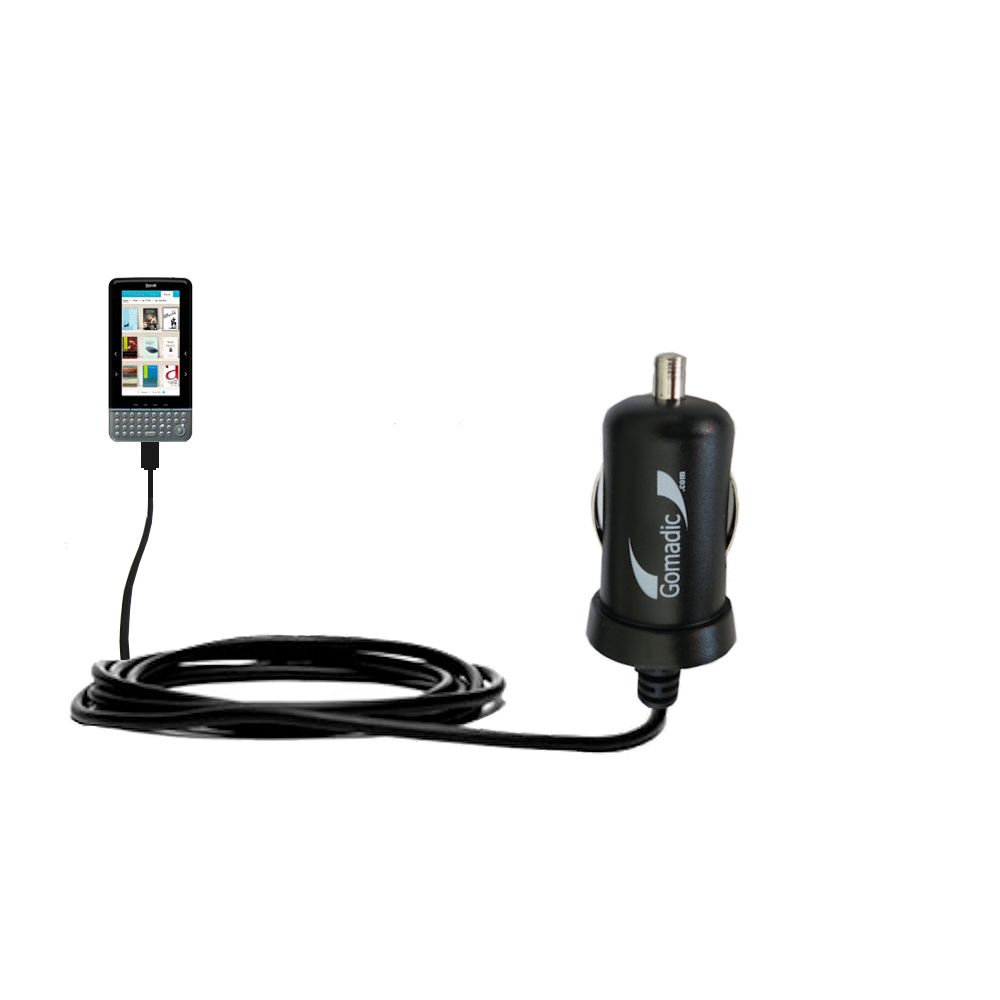 Gomadic Intelligent Compact Car / Auto DC Charger suitable for the Literati Color eReader - 2A / 10W power at half the size. Uses Gomadic TipExchange Technology
