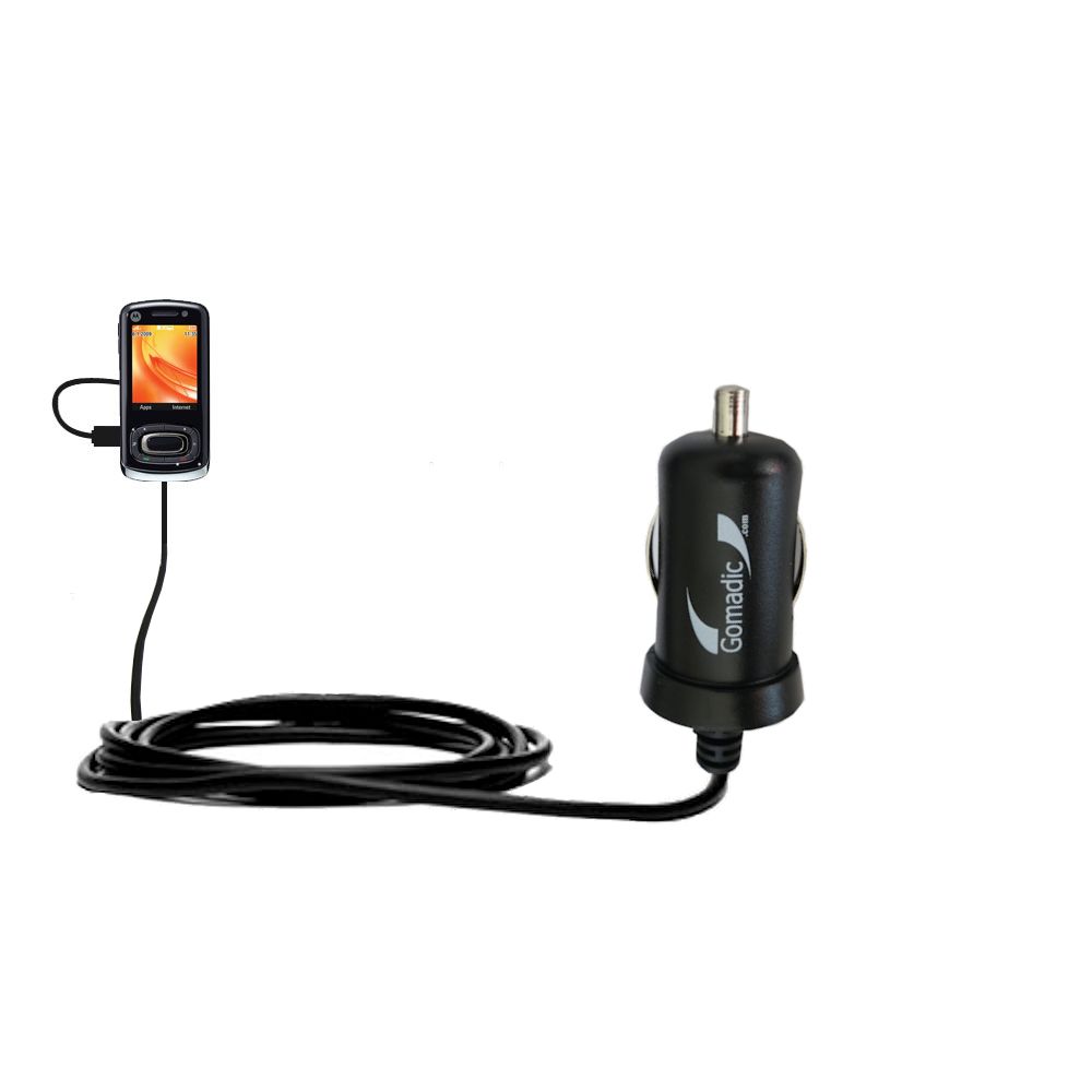 Gomadic Intelligent Compact Car / Auto DC Charger suitable for the Motorola MOTO W7 Active Edition - 2A / 10W power at half the size. Uses Gomadic TipExchange Technology