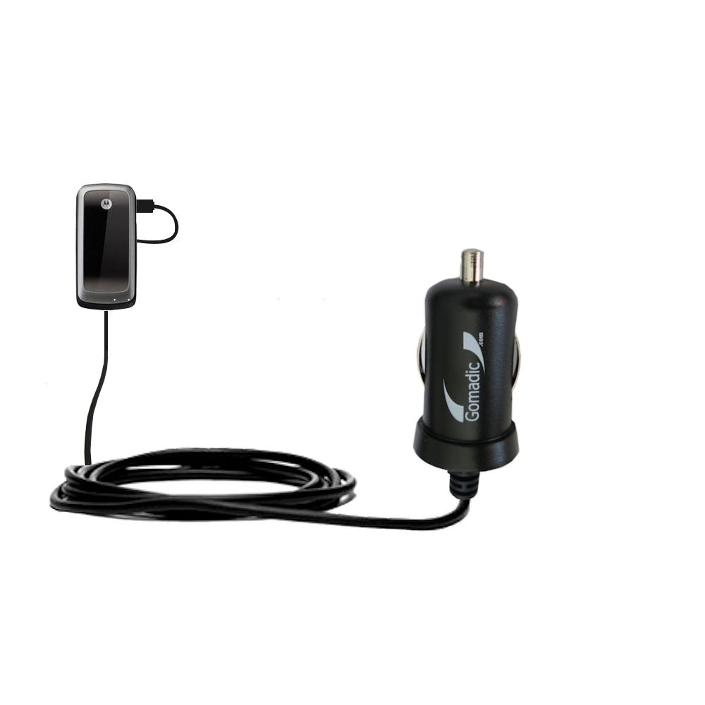 Gomadic Intelligent Compact Car / Auto DC Charger suitable for the Motorola WX265   - 2A / 10W power at half the size. Uses Gomadic TipExchange Technology