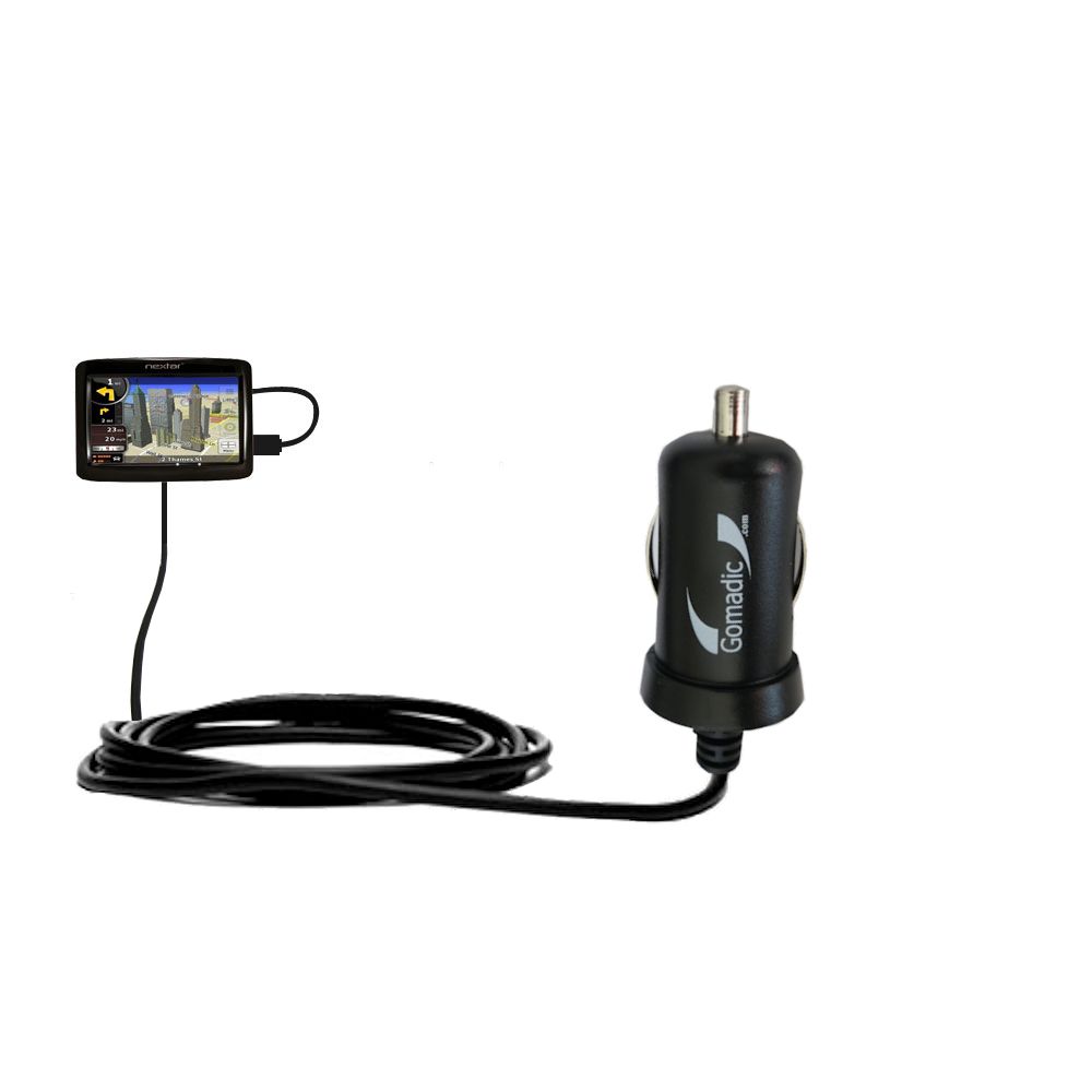 Gomadic Intelligent Compact Car / Auto DC Charger suitable for the Nextar 43LT  - 2A / 10W power at half the size. Uses Gomadic TipExchange Technology