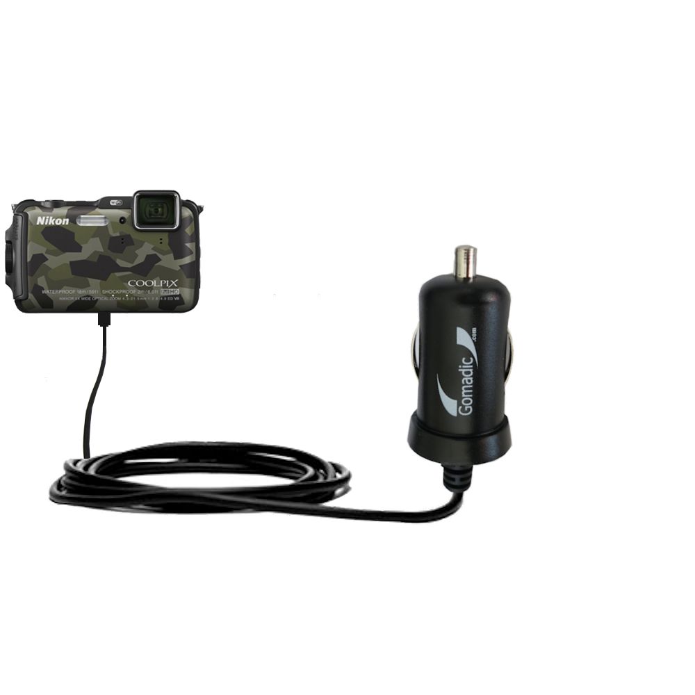 Mini Car Charger compatible with the Nikon Coolpix AW120 / AW120s