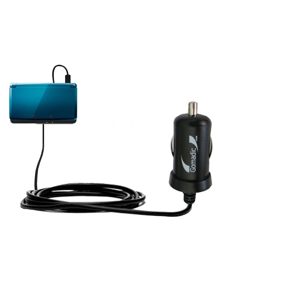 Gomadic Intelligent Compact Car / Auto DC Charger suitable for the Nintendo 3DS - 2A / 10W power at half the size. Uses Gomadic TipExchange Technology