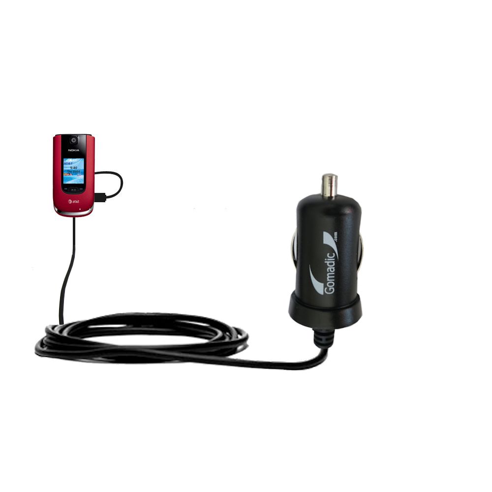 Gomadic Intelligent Compact Car / Auto DC Charger suitable for the Nokia 6350 - 2A / 10W power at half the size. Uses Gomadic TipExchange Technology