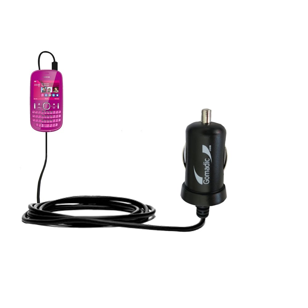 Mini Car Charger compatible with the Nokia Asha 200
