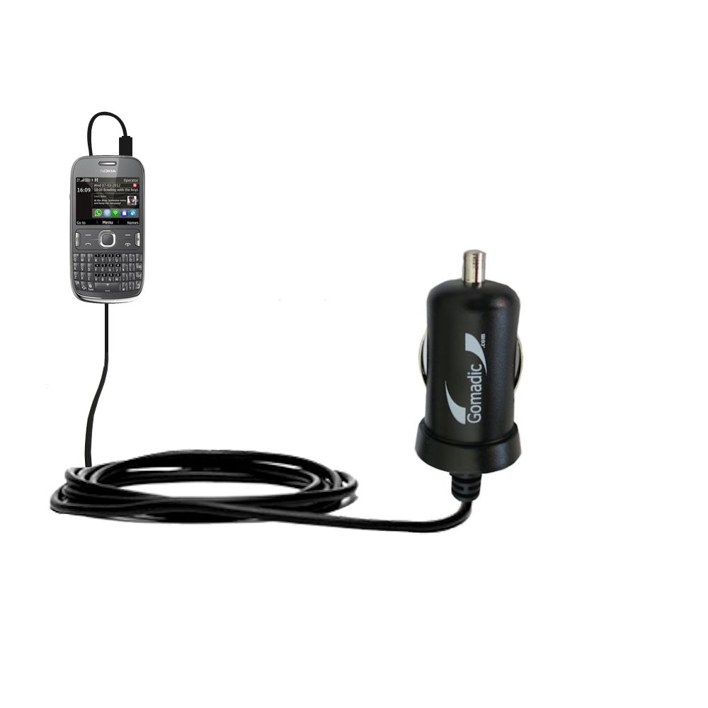 Mini Car Charger compatible with the Nokia Asha 302