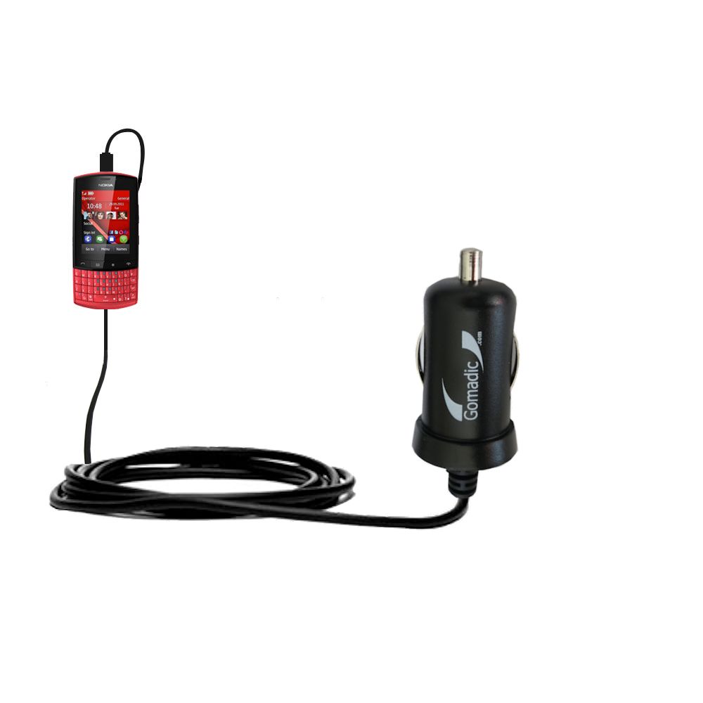 Mini Car Charger compatible with the Nokia Asha 303