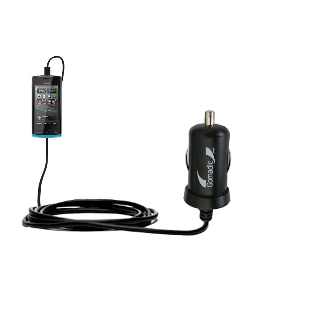 Gomadic Intelligent Compact Car / Auto DC Charger suitable for the Nokia Fate - 2A / 10W power at half the size. Uses Gomadic TipExchange Technology