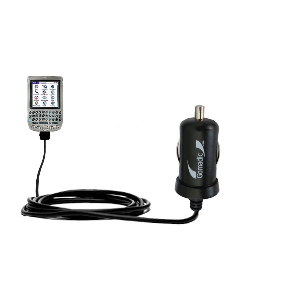 Gomadic Intelligent Compact Car / Auto DC Charger suitable for the Palm palm Treo 90 - 2A / 10W power at half the size. Uses Gomadic TipExchange Technology