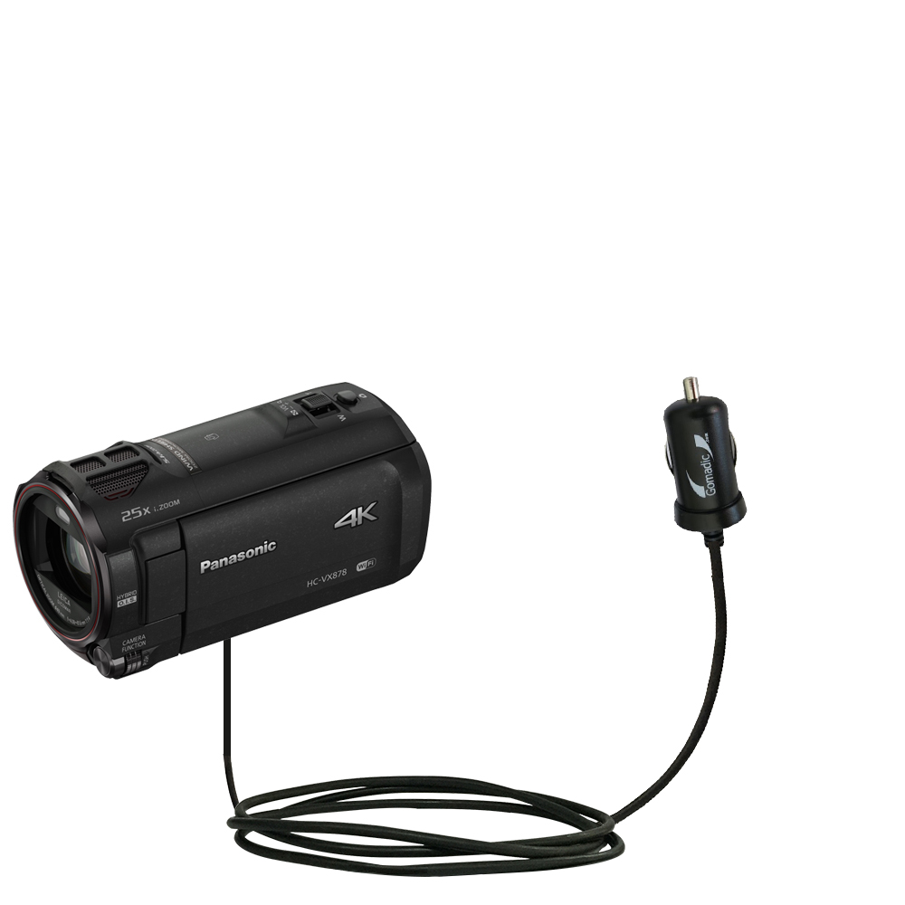 Mini Car Charger compatible with the Panasonic HC-VX870 / HC-VX878