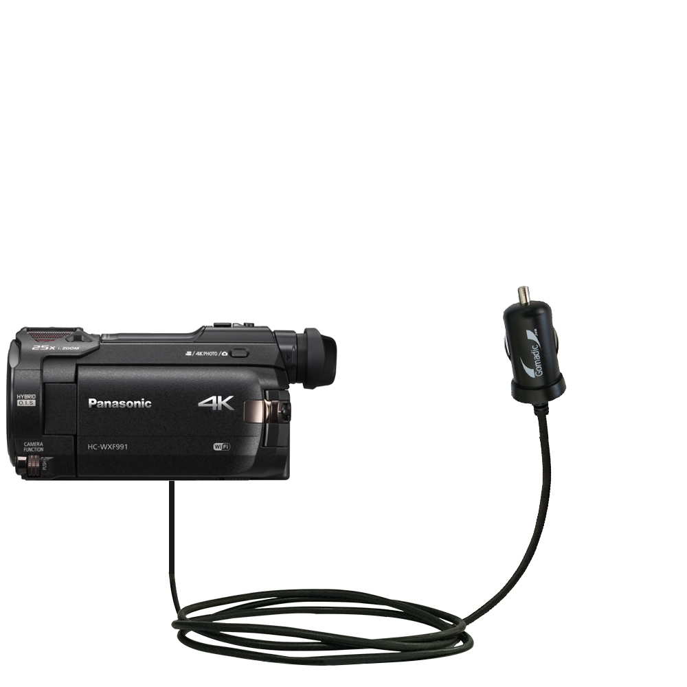 Mini Car Charger compatible with the Panasonic HC-VX981