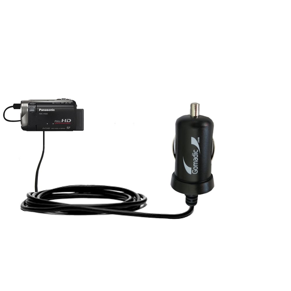 Mini Car Charger compatible with the Panasonic HDC-HS60 Video Camera